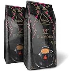 Delta Cafés - Kaffebönor Diamond - 2 Paket À 1 Kg - Intensitet 12 - Blandning Av Rostade Arabica- Och Robustabönor - Mycket Aromatiska Med Rostade Nötiga Toner