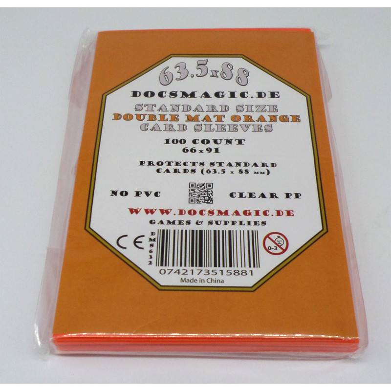 100 Docsmagic.de Double Mat Orange Card Sleeves Standard Size 66 x...