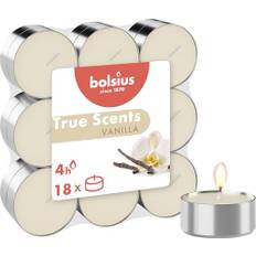 Bolsius Värmeljus, vanilj, 4 timmar, 18 stycken, vax, vit, en storlek