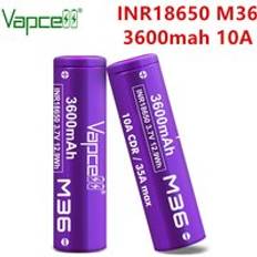 Vapcell original inr 18650 3600 mah 10a m36 3.7v li-ion batterier uppladdningsbara h&#xF6;geffektsbatterier f&#xF6;r elverktygs ficklampor - 3 delar