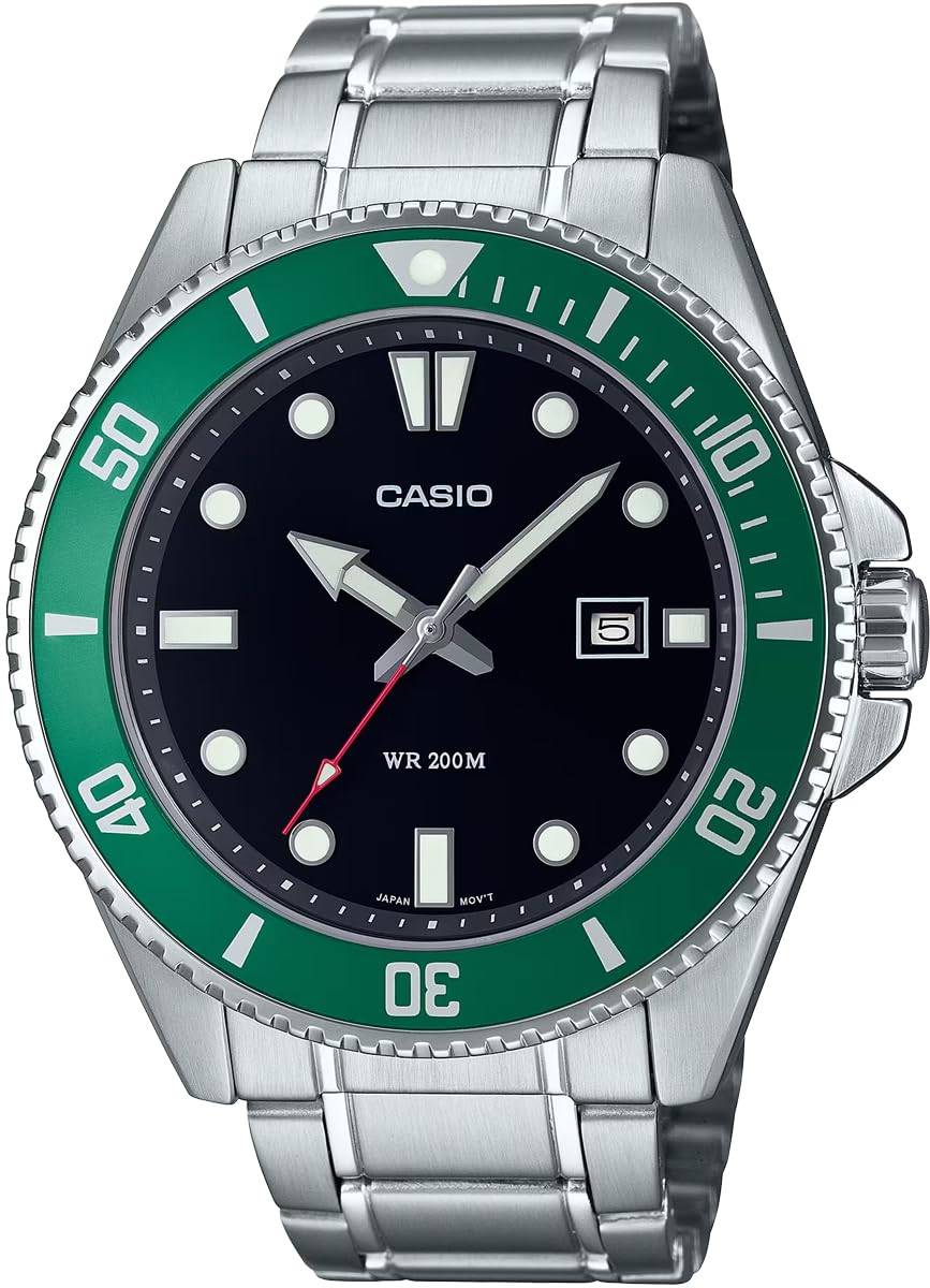 Casio Duro MDV-107D-3AV Herr Analog Dykklocka Grön Bezel Svart Urtavla 200m black