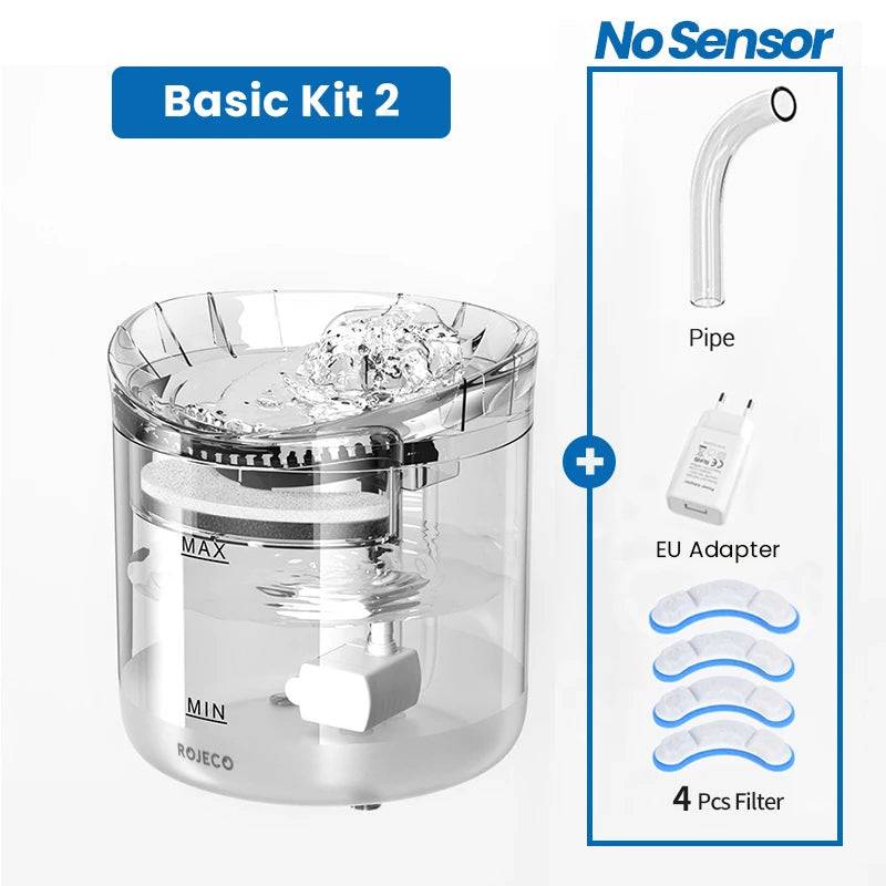 Automatic Cat Water Fountain - Smart Sensor Pet Drinking Dispenser with Accessories - Basic Kit 2 / 2L