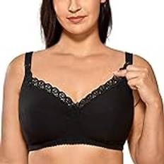 Gratlin Women's Nursing Bras Cotton Plus Size Maternity Wireless Comfort Breastfeeding Bra Svart 90G