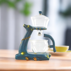 Creative deer self-watering chinese tea pot set heat water heater pot resistant glass tea pot with strainer