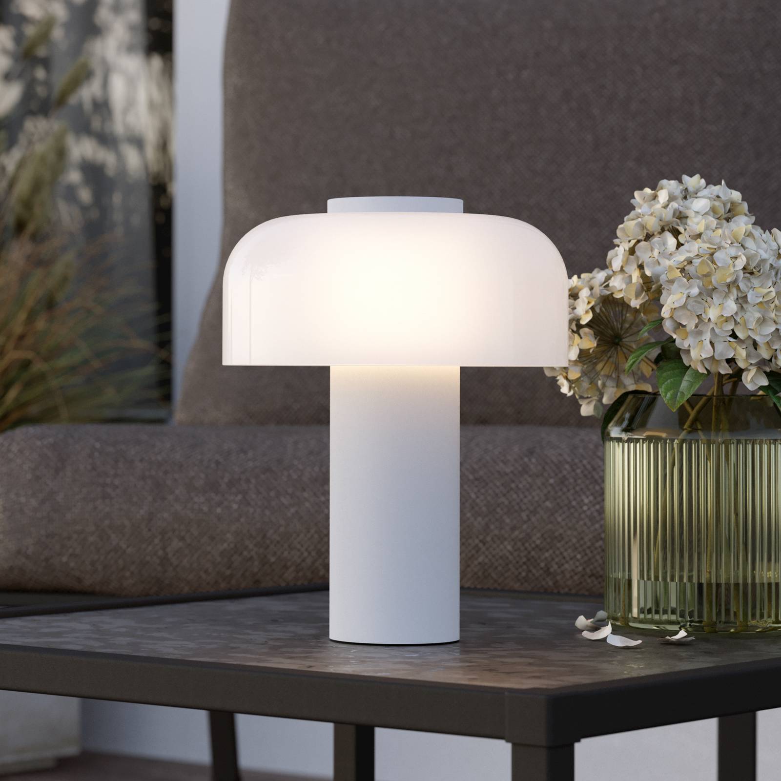 EGLO LED-bordslampa Ponente, Ø 16 cm, vit, CCT, dimbar, Vitt / opal, Syntetmaterial, Modern