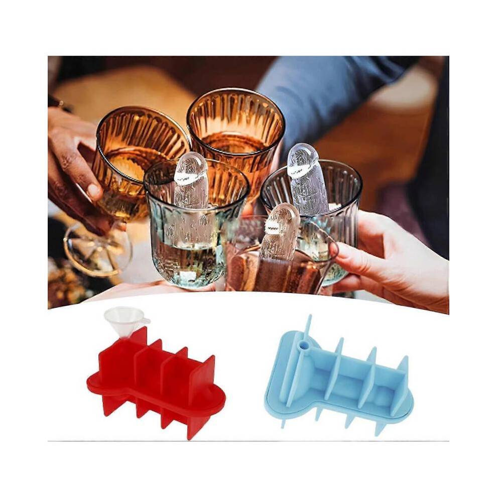(Brown) (Blue red) 2pcs Spoof Ice Cube Mold, Adult Prank Ice Cube Mold, Silicone Ice Cube Mold Novelty Party Ice Cubes Maker