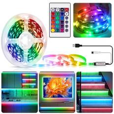 LED Strip 5m,RGB LED TV Hintergrundbeleuchtung für 40-85 Zoll TV/PC,USB Farbwechselnde LED Streifen mit Fernbedienung,Flexibel Selbstklebend LED Beleuchtungslichtleiste für Schränke,Treppen,Party,DIY