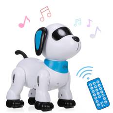 LE NENG K21 Elektronisk Robot Hund Stunt Hund Fjärrkontroll Robot Hund Toy Röststyrning Programmerbar blå/vit