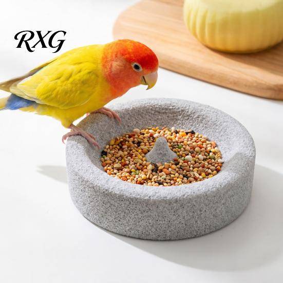 Fågelmatskål Pimpstenspapegojskål, Stänksäker Vattenmatare Bur Viktad för Kärleksparakeeter Conures Stänksäker Matare gray