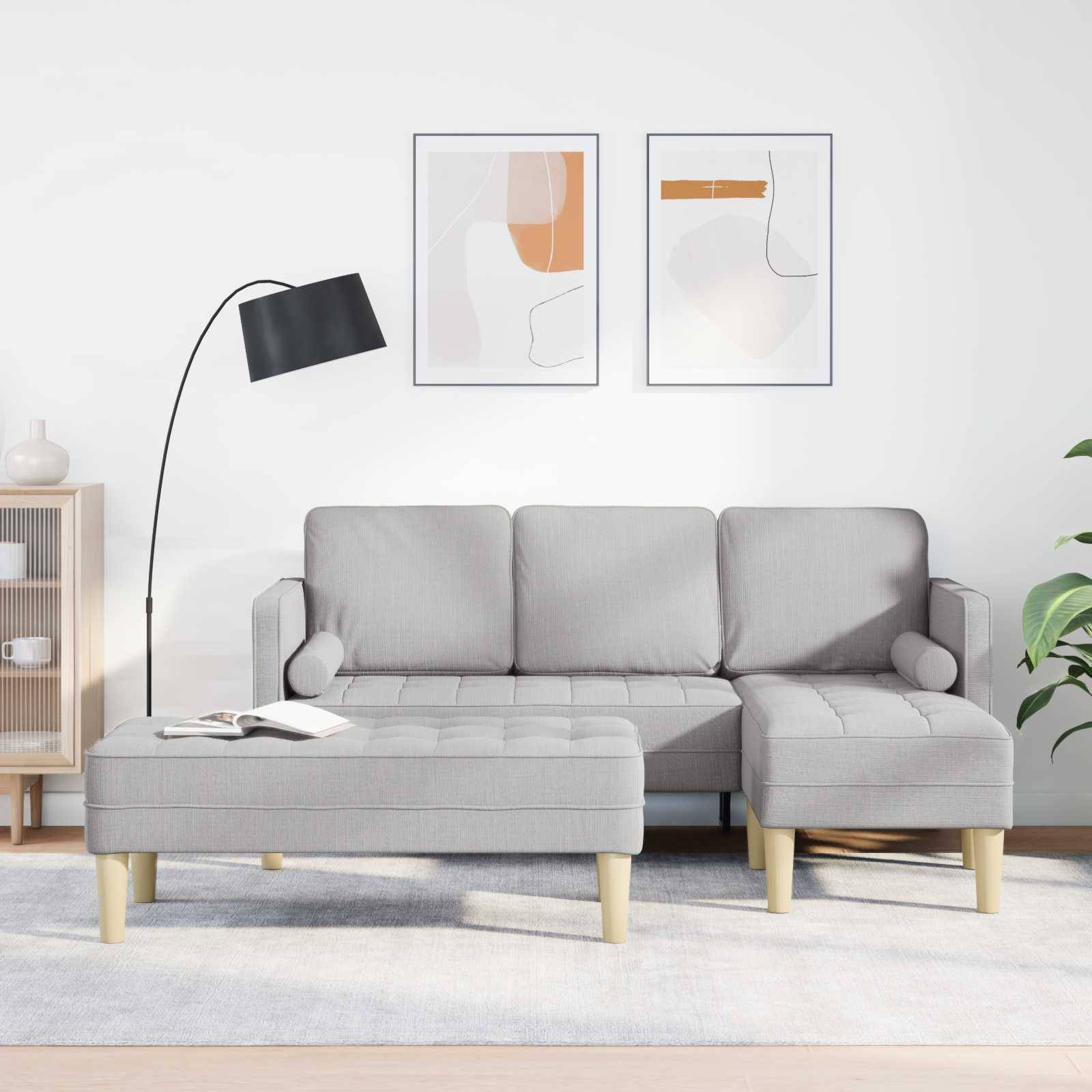 Sofa Sæt 2 stk. Skygrå Polyester