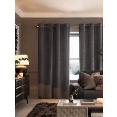 Next Grey Charcoal Matte Velvet Super Thermal Curtains