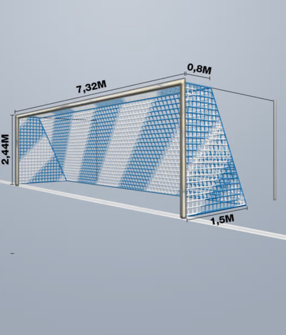 11-mands Fodboldnet - 7,5 x 2,5 x 0,80/1,50M - 2 Farvet Grøn/Hvid