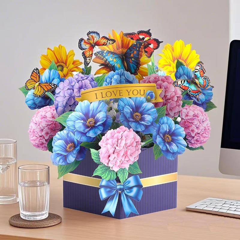 3D Pop-Up Blomma Hälsningskort Flera Stilar För Mors Dag Födelsedag Bröllop Alla Hjärtans Dag Jubileum Perfekt Gåva Postkort