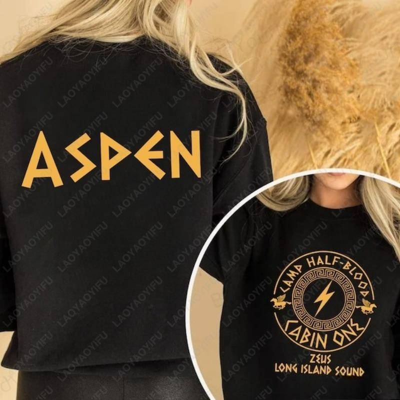 Percy Jackson Tröja Personlig Camp Half-Blood T-shirt Hjältar från Olympus T-shirt Grekisk Andningsbar Dam Vintage Långärmad cm