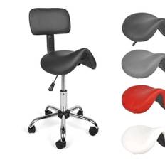 Mingone Sadelpall, ergonomisk arbetspall, 360° vridbar pall, höjdjusterbar kontorspall med ryggstöd, sadelstol med hjul, svart