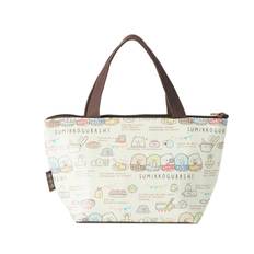Asahi Koyo Sumikko Gurashi Insulated Lunch Tote 16cm High x 28cm Wide x 10cm with Ice Pack Storage Aluminum Vacuum Bag, Beige, Deep, Pocket, Interior,