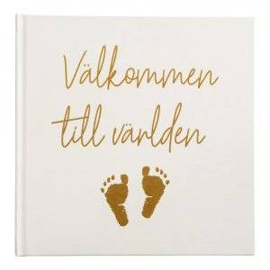 Gästbok - Välkommen till världen - Vit/Guld