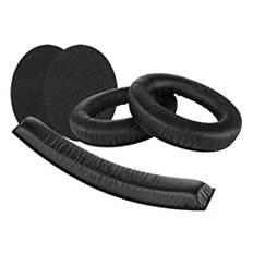 Geekria QuickFit öronkuddar i konstläder för Sennheiser HD380 PRO, HD380, PC350, Game Zero hörlurar örondyna och pannbandskudde/öronkudde + pannbandskudde/reparationsdelar kostym (svart)