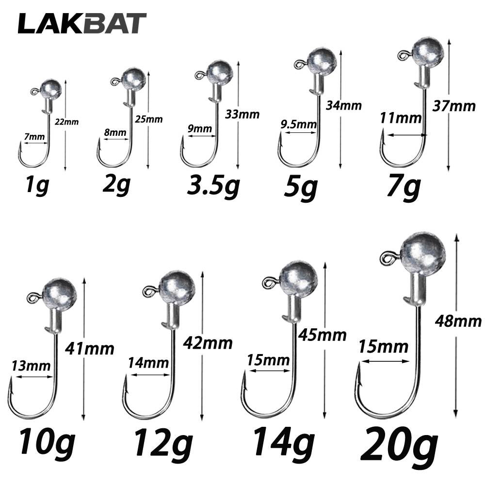 10PCS Jig Head Hooks 1g 2g 3.5g 5g 7g 10g 12g 14g 20g Soft Lure Fish Hooks Bass Crankbait Rig Pesca Fishing Tackle Accessories