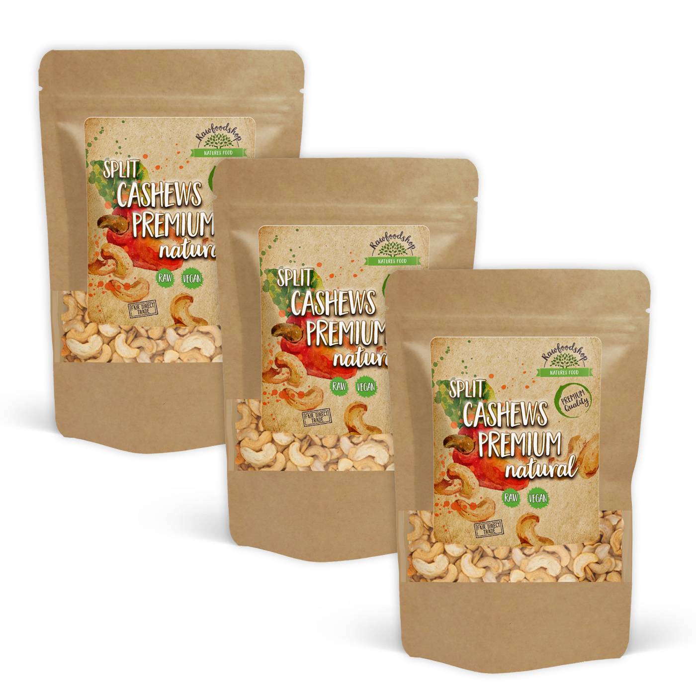 Cashewnødder Delte Premium RAW 1kg x 3 pakker