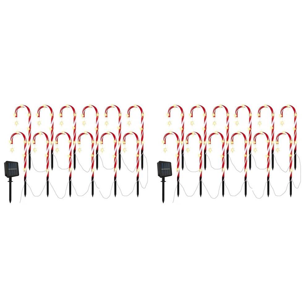 24X Solar Christmas Cane Ground Lights Light String Candy Star Cane Lawn Landscape