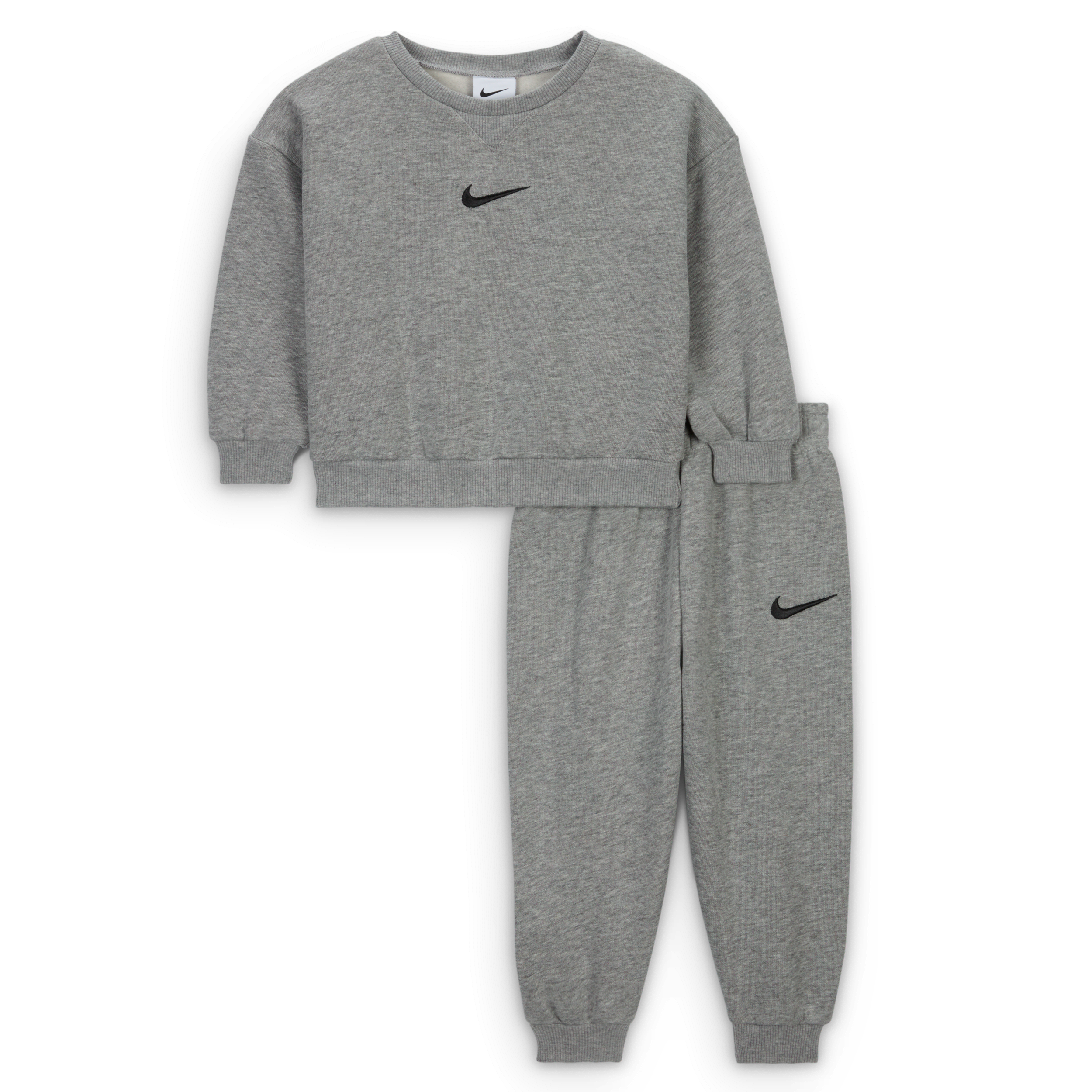 Todelt Nike Essential-crewtrøjesæt i fleece til babyer (12-24 mdr.) - grå