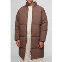 Mens Chocolate Regular Fit Nylon Funnel Neck Longline Puffer Jacket