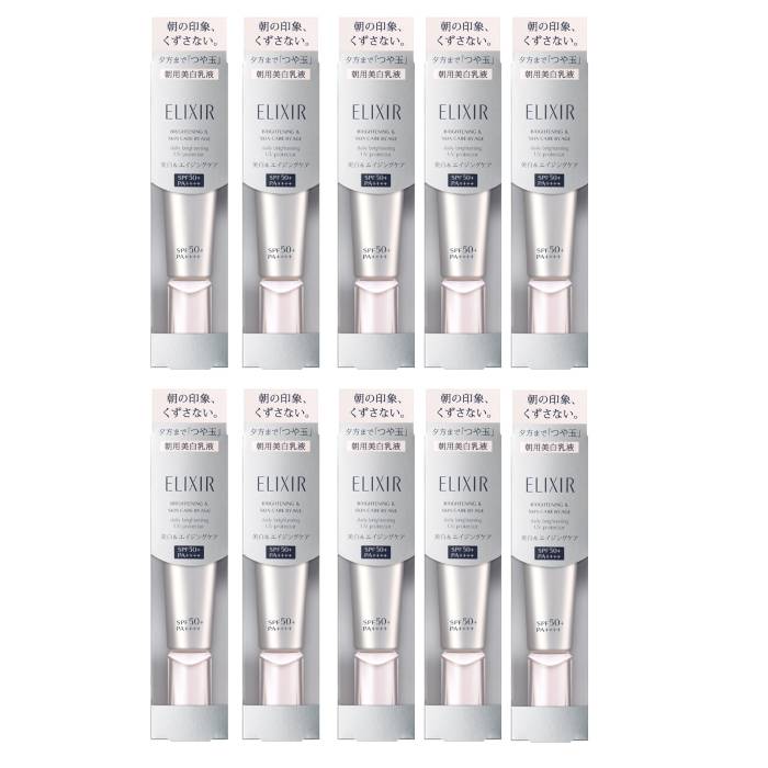 Shiseido - ELIXIR Brightening & Skin Care by Age Daily Brightening UV Protector SPF50+ PA++++ - 35ml (10ea) Set - black