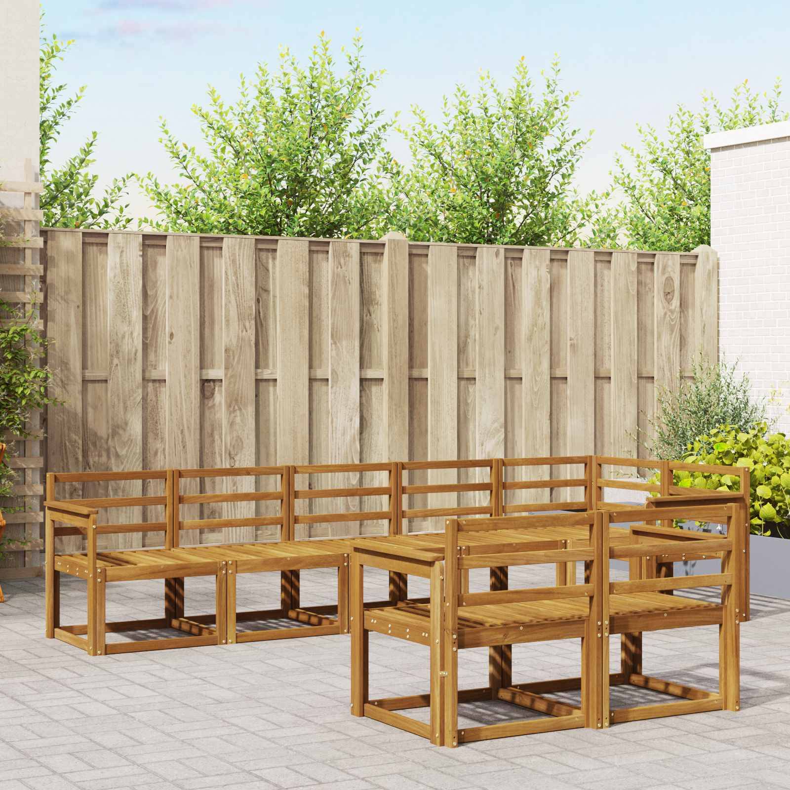 vidaXL Utomhussoffset 8 pcs Naturfärg Massivt Akaciaträ
