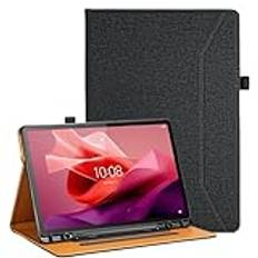 Vakarey för Lenovo Tab P12 fodral med pennhållare barn stöttåligt folio-fodral för Lenovo Tab P12 12,7 tum fodral, svart