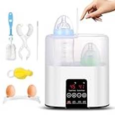 Bizcasa 4-i-1-flaskvärmare, babyflaskvärmare för babyflaskor, babysterilisator för babyflaskor, babymatvärmare, snabb uppvärmning upptining och varmhållning med LCD-display (vit)