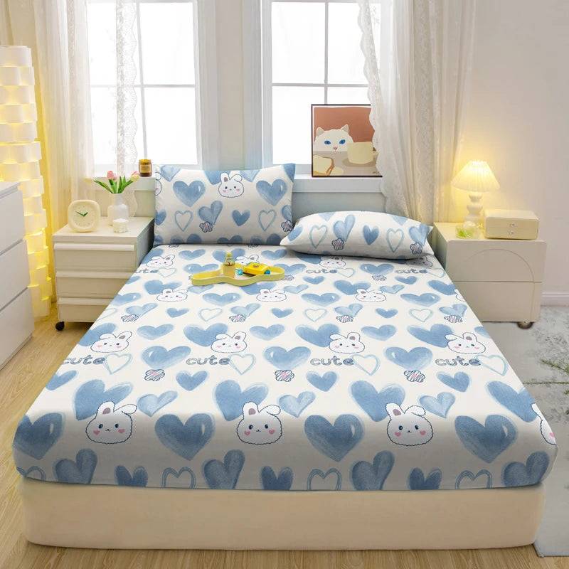 1 Cartoon Fun Animal Printed Matte Fitted Sheet, Bedroom Printed Bed Cover, Bedding (Excluding Pillowcases) - Mia / 180x200cm
