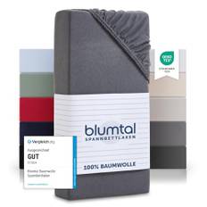Blumtal® Basics Spannbettlaken Topper 180x200cmJersey im 2er Set - Bettlaken 180x200cm aus 100% Baumwolle - Oeko-TEX zertifiziertes Spannbetttuch 180x200 - Topper Spannbettlaken 180x200 - Grau