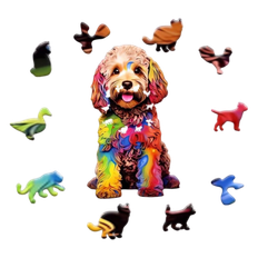 Wooden Animal Jigsaw Puzzle - Colorful Dog (A5 Size）