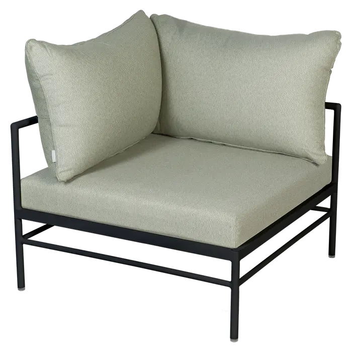 Fermob, Rivage Corner Armchair - 42 Liquorice / Meadow green - 100% acrylic fabric - Mix collection
