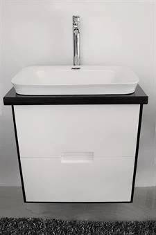 SKAPA Kommod 60cm Stenskiva Svart Ram Svart Front Vit