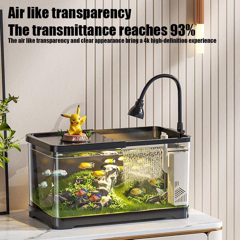 360° HD Akvarium Fiskakvarium Hushåll Landskapsdesign Lattjofiskakvarium Set Skrivbordsfiskakvarium Filter