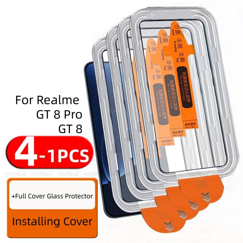 4/3/2/1pcs For Realme GT 8 Pro Glass Realme GT 8 Tempered Glass 9H HD Full Cover Dust Free Screen Protector OPPO Realme GT 8 Pro