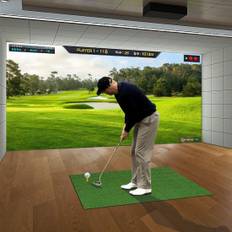 3-i-1 golf-tee-matta med konstgräs, 2 golf-tees, 2 inriktningsstakar och 6 förborrade tee-hål, 152 x 92 cm, 27 mm