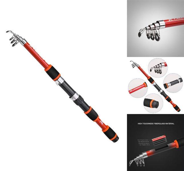 Mini fiskestang let transportabel fiberglass til bass og ørred