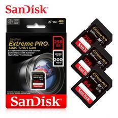 SanDisk Extreme PRO SDXC UHS-1-kort 64GB 128GB 256GB SDXC V30 A2 Topphastighet Större SD-korthastighet Upp till 200MB/S USH-1 Stöd för kamerabil DV SL - Svart (64G,128G,256G)