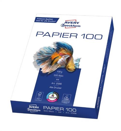 Avery 2566 A4 papir 100g mat 500ark/pk til inkjet kopi og laser