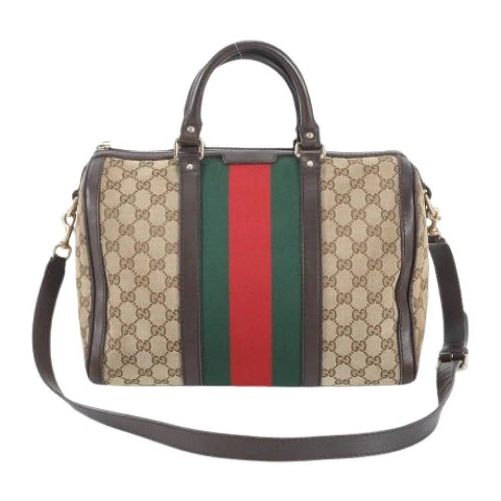 Gucci Vintage Pre-owned Vintage Canvas Boston Bag - Vintage - Dame - Brun - ONE SIZE - Uld