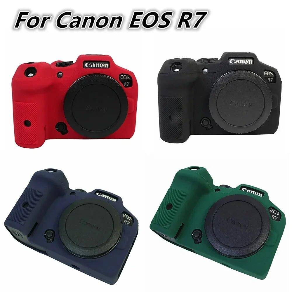 För Canon EOS R7 Silikon Pansar Hudfodral Skyddande kroppsskydd Skydd Kameraväska Anti-sladd Textur Design röd