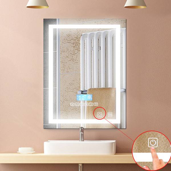 1Pc Modern 24W LED Bathroom Mounted Wall Mirror Illuminated Lighted Simple Backlit With Touch Button Vanity Light Makeup Mirror