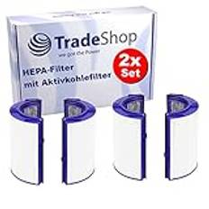 2x Trade-Shop HEPA-filter med aktivt kolfilter kompatibel med Dyson TP07 TP08 TP09 TP7A PH3A ersätter 97034101 96543201 / luftrenarfläkt