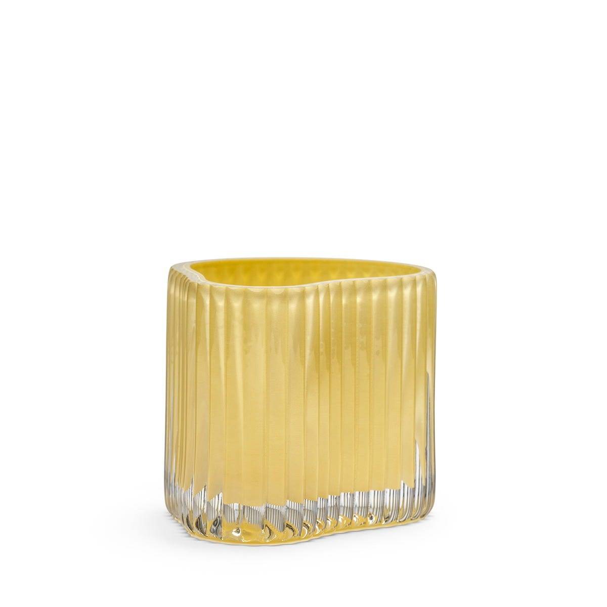 Ljuslykta Rillad Glas 10x8cm Ljusgul