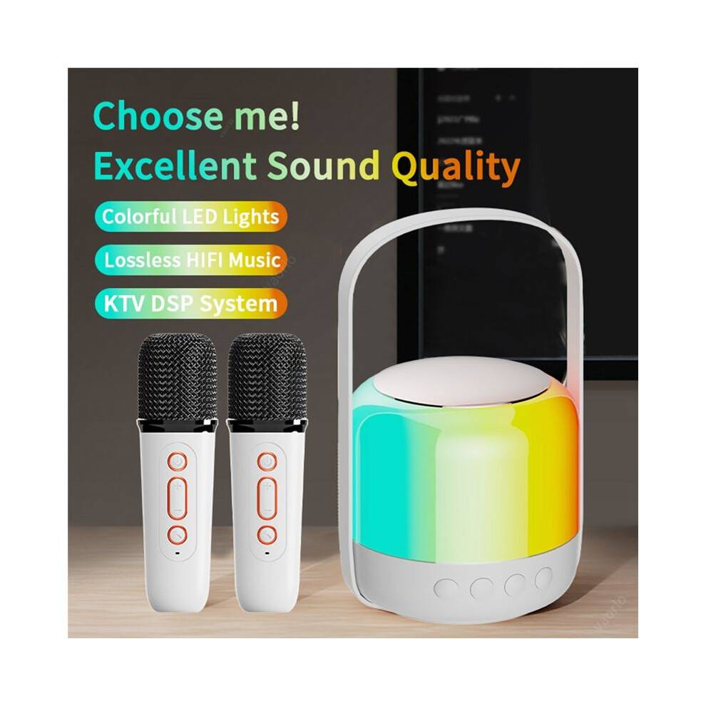 RGB Light 5.3 Speaker with Wireless Dual Microphones Karaoke Machine KTV DSP System 3D HIFI Stereo Surround