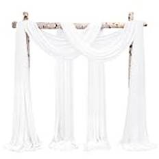 Showgeous bröllopsbåge draperityg 4 paneler 71 cm x 20 m gräddvit chiffong tyg draperi bröllop båge draperier chiffong genomskinlig bakgrund gardiner för berså bröllop valv ceremoni takdekorationer