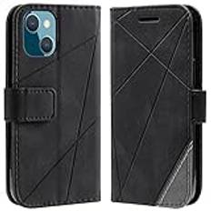 Vankii Fodral till iPhone 13 fodral med [Standard] [Magnetisk stängning] Premium Läder Flap Case Card Pocket Flap för iPhone 13(6,1 tum)(Svart)